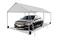 Carport Canopy 10'x20' Heavy Duty Carport, Waterproof & UV Protected Garage Top Tarp Shelter Cover with Reinforced Steel Cables, Outdoor Portable Garage for Car, Boat Tent, Light Grey