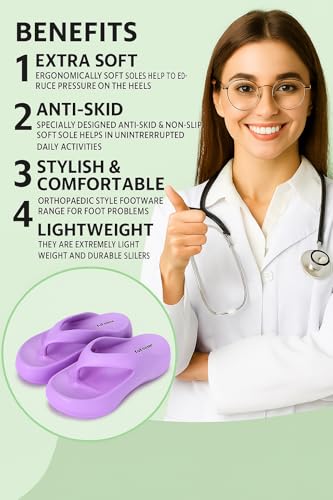 Image of ORTHO JOY Orthopedic Slippers for Women | Comfortable EVA Flip-Flops with Arch & Heel Support | Anti-Skid Lightweight Slides for Foot Pain Relief - Ideal for Indoor & Outdoor Use