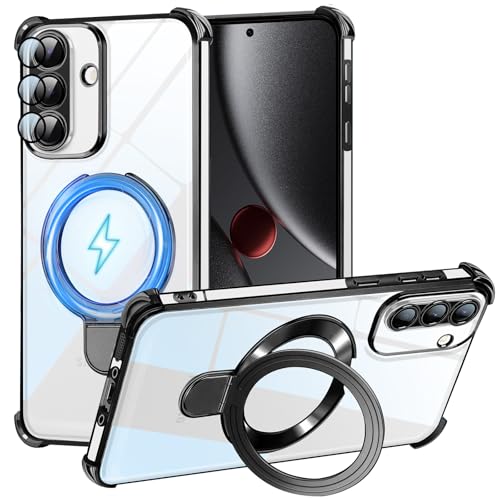 Coque Samsung A26 magnétique transparente rigide anti-rayure avec anneau métal