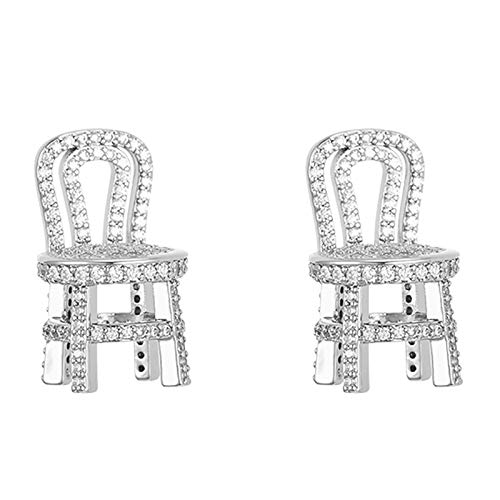 Rhinestone Earrings Solid Chair Shape Crystal Earrings for Women Creative Jewelry Accessory