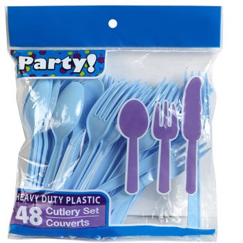 Light Blue Plastic Utensils, 48-ct. Bags