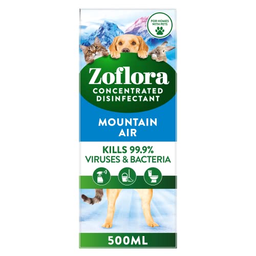 Zoflora Mountain Air Concentrated Multipurpose Disinfectant Liquid Antibacterial & Multi-Surface Pet Safe Disinfectant Kills 99.9% Of Bacteria & Viruses 1 X 500 ml