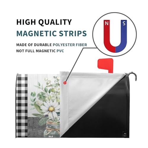 Image of Spring Mailbox Covers Magnetic Standard Size 25x21 Inch Floral Buffalo Plaid Mailbox Decorations Wrap Holiday Outdoor Decor Post Letter Box Cover for Home Garden Yard