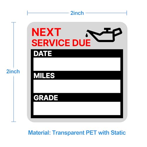 Image of for Oil Change Sticker Static Cling, Clear Stickers 120 Pcs 2 inchx 2 inch Next Service Due Sticker for Windshield, Easy to Peel with No Residue for Car Auto Vehicle Window (Red)