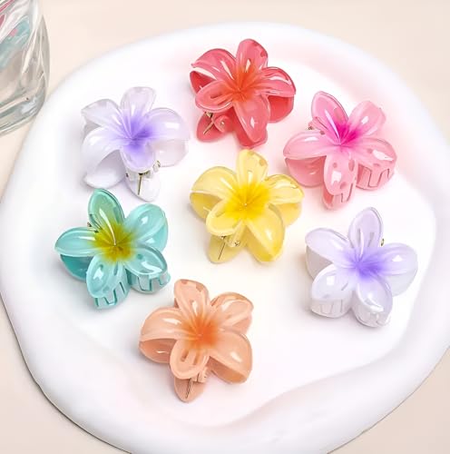 Image of PACTIV Floral Hair Claw Clips Set 6 Pcs Mini Flower Designs, Elegant & Cute Non-Slip Grip For Women And Girls, Assorted