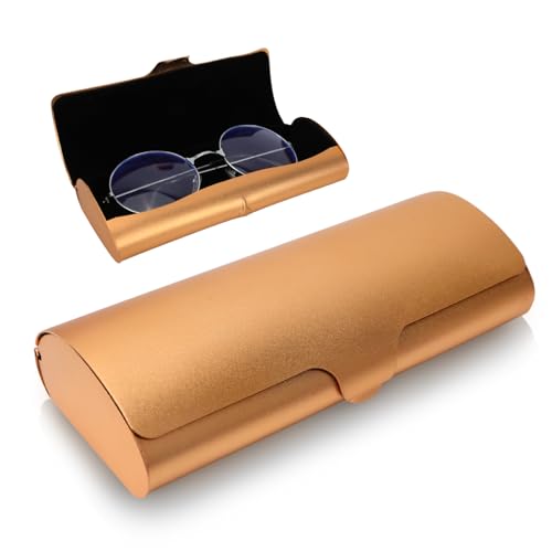 Image of Hifot Aluminium Glasses Case, Slim Reading Glasses Case, Portable Travel Metal Eyeglass Spectacles Protection Hard Shell