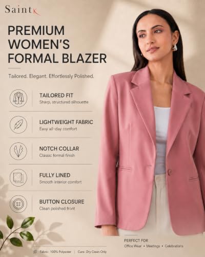 Image of SaintX Women's Premium Formal Blazer | Fully Lined | Regular Fit | 4-Way Stretchable Ultra-Light Fabric | Fashion-Forward | Office /Meetings (WB01)