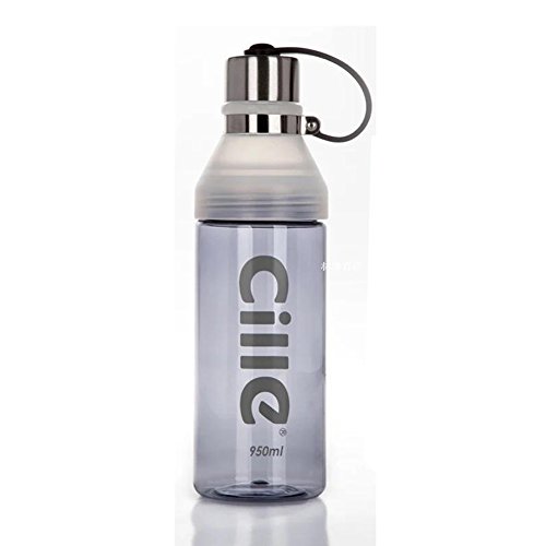 Chinashow 23 oz Great Plastic Sports Water Bottle Frosted Transparent Leak Proof Water Bottle with Portable Rope[grey]