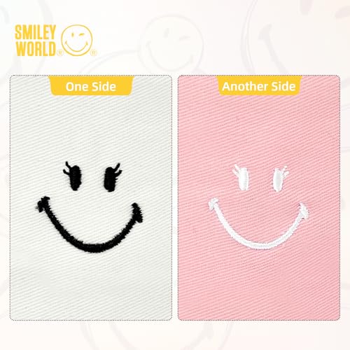 Image of Unisex Bucket Hats Beach Summer Sun Hat with UV Protection for Women Men Pink-White SmileyWorld