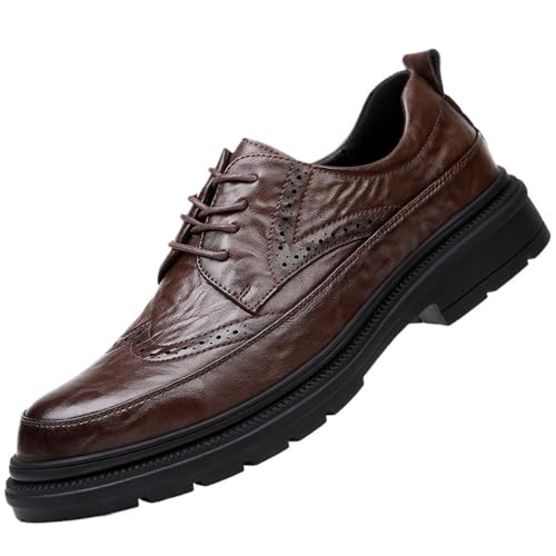 Men's Genuine Leather Brogues Spring Breathable British Style Business Casual Wedding Dress Shoes Versatile Footwear