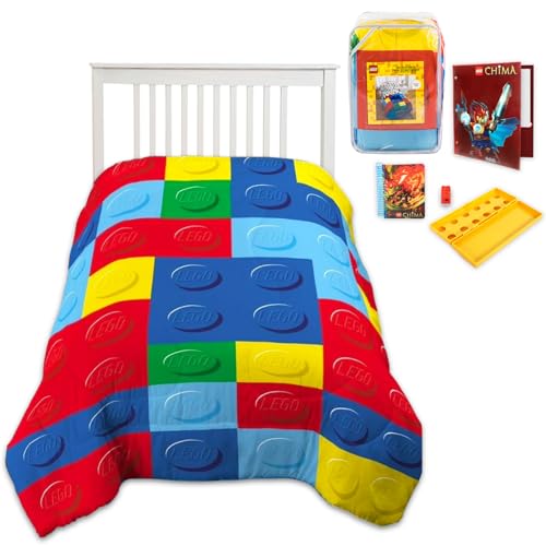 LEGO Power Functions Motor Set Lego Bedding Set Twin Size Bed - Bundle with Building Brick Microfiber Twin Size Comforter Plus...