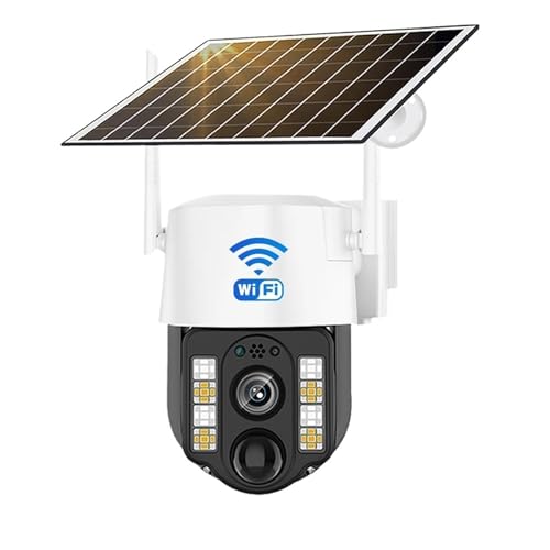 LNHHG Cámara Solar 4G/WiFi for Exteriores, Impermeable, IP, detección Humana por PIR, CCTV, protección de Seguridad, batería integrada con Panel Solar.(WiFi Camera No Card)