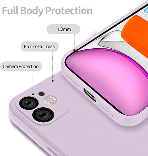 Image of DIZORO Square Candy Liquid Silicone iPhone Case Cover Compatible for iPhone 12, All Cube Series with Microfiber Lining Compatible iPhone 12 (6.1 inch) - Lilac