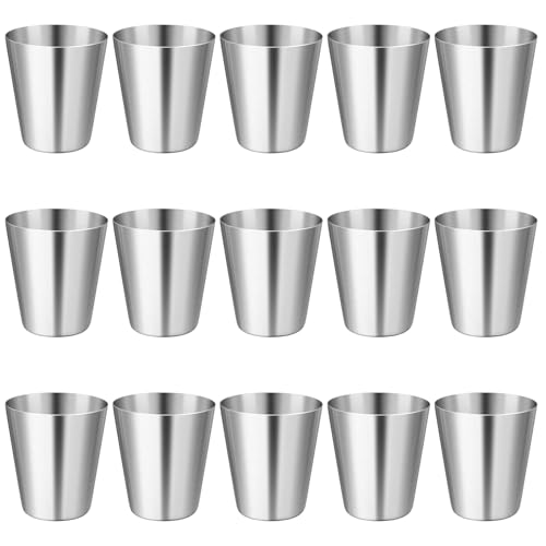 kasanidika ショットグラス ステンレス 30ml 15個セット ショットカップ お酒グラス 日本酒グラス 飲酒 試飲用 携帯コップ 居酒屋 ウイスキーテキーラ酒用 業務用 持ち運び便利