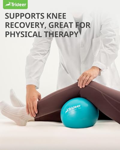Image of Trideer 9-Inch Pilates Ball, Small Exercise Ball for Yoga, Core Training, Physical Therapy, Balance, Stability and Stretching Pilates Equipment with Inflation Straw (Turquoise)