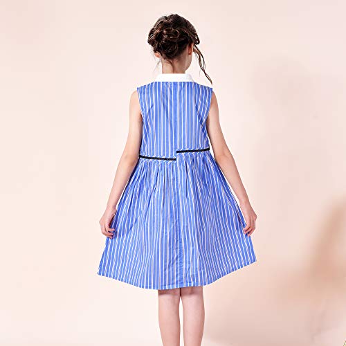 Sunny Fashion Girls Dress School Uniform Letter Print Sleeveless Ruffle Dress4