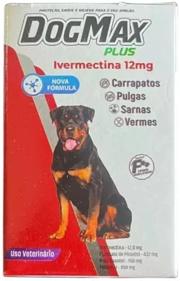 DogMax Plus - Ação 4 em 1 - Remédio para pulgas, carrapatos, vermes e sarna 4 Comprimidos 60kg
