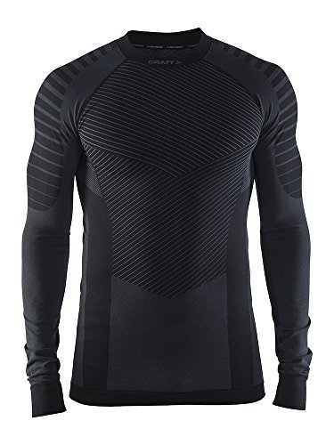 Craft Sportswear Men's Active Intensity Running and Training Fitness Workout Outdoor Sport Base Layer Long Sleeve Shirt: wicking/cooling/aerobics/sport/athletic/underwear/top, Black/Granite, X-Large