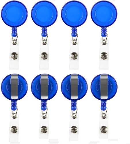 Image of ANG Plastic ID Badge Holder, ID Badge Reel, Lanyard Blue (Pack of 25)