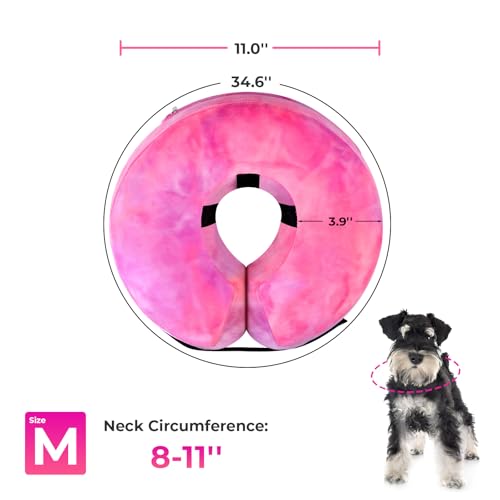 Image of Dog Cone, Uadonile Inflatable Cone Collar for Dogs and Cats, Dog Neck Collar Recovery E-Collar Alternative After Surgery, Elizabethan Collar for Dogs Recovery(Tie-dye Rose Purple, M)