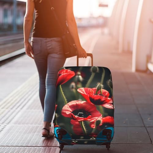 Housse de valise coquelicot blanc et rouge de taille S en polyester durable