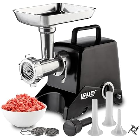 Valley Sportsman #12 Electric Meat Grinder, 575 Watt Aluminum Housing, Heavy Duty Meat Mincer, Sausage Stuffer Maker, Ideal for Regular Use,Black Cover
