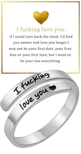 I Fcking Love You Ring For Women,Adjustable Stainless Steel Spiral Wrap Twist Vintage Promise Rings,Hope Engraved Heart Rings Jewelry Gift For Women and Men