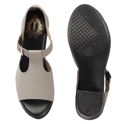 Image of Denill Fancy & Comfortable Brown Heel Sandal with Ankle Strap for women & Girls