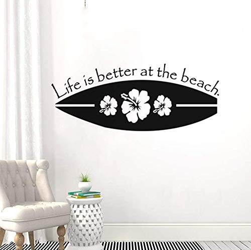 Wangyy Wall Decal Sport Surfing Vinyl Wall Stickers Life is Better at The Beach QUTE Wall Poster Home Decor 104X42Cm