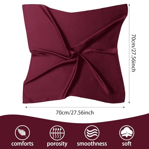 Women Silk Feeling Scarf 27.5'' Solid Color Square Satin Scarf Neck Head Bandana for Halloween Costume Accessories3