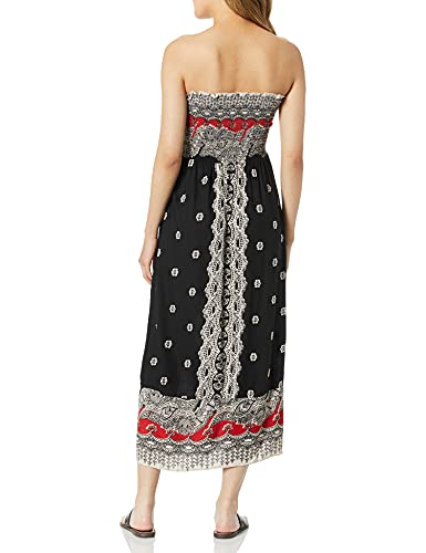 Image of Angie Women's Printed Smocked Bodice Strapless Maxi Dress