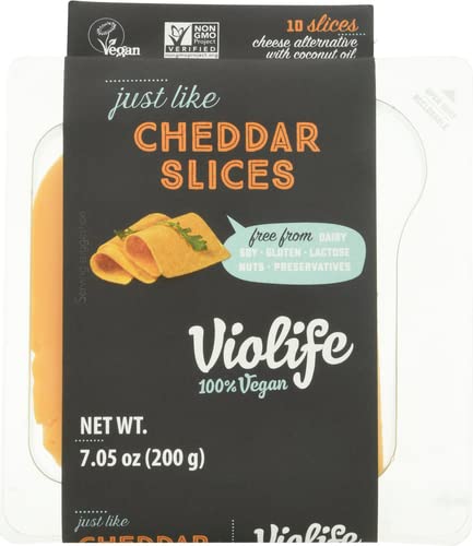 Violife, Cheese Just Like Cheddar Slices Vegan Non-GMO, 10 Count, 7.05 Ounce (Pack of 1)