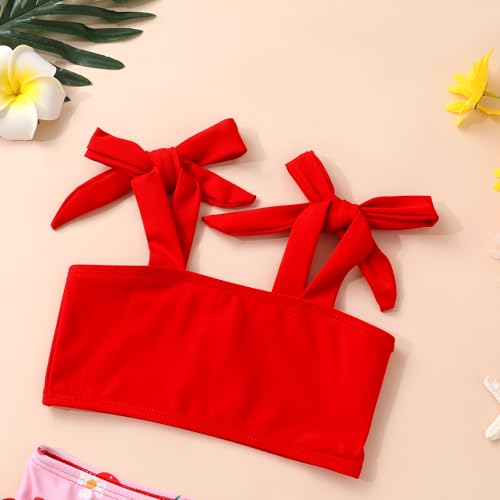 Toddler Swimsuit Girl Color Block Stripe Swimwear Baby Girl Summer Beach Bathing Suits Bikini Set with Ruffled Edges4