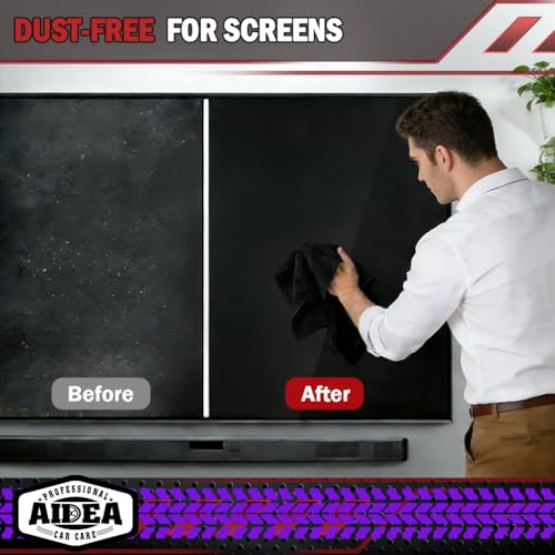 Image of AIDEA Microfiber Cleaning Cloth Black 50PK, Microfiber Towels for Cars, Premium Car Cloths, Dusting Cloth Lint Free Cleaning Rags for SUVs, House, Kitchen, Window, Workshops,12x12 inch