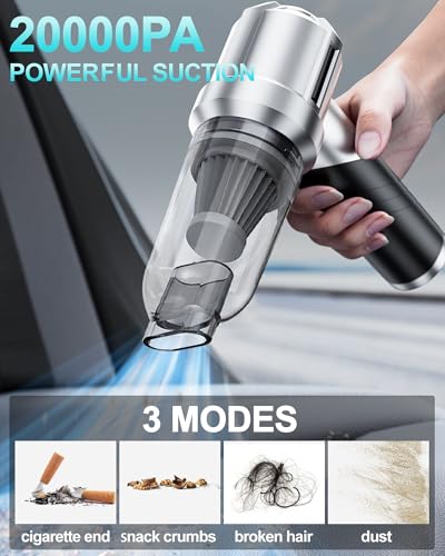 Image of houscly Portable Cordless Foldable 20000PA High Power Mini Vacuum Cleaner, 4-in-1 Compressed Duster & Air Blower & Pump, Hand Held Vacuum, Brushless Motor, for Car, Home, Office, Pet, Camping