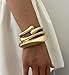 Chunky Gold Bangle Bracelets for Women, Dainty 14k Gold Plated Big Stackable Bangles Set, Trendy Statement Cuff Bracelet Stack Fashion Jewelry Gifts (Gold)