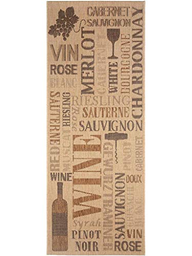 benuta Tappeto da cucina Wine beige, 80 x 200 cm, facile da pulire, adatto per cucina e altri spazi abitativi