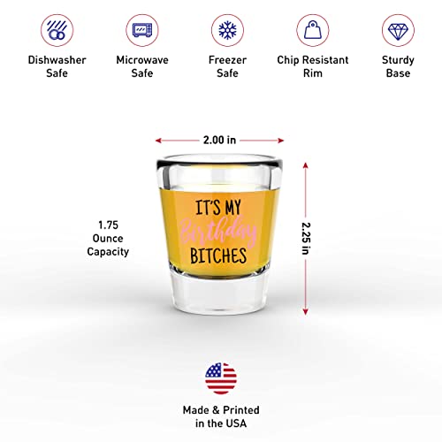 Litgifts Its My Birthday Shot Glass - 21St Birthday Gifts For Her - 21St Birthday Shot Glass For Her - Birthday Glasses For Women - 1.75 Ounce Shot Glass #TOP2