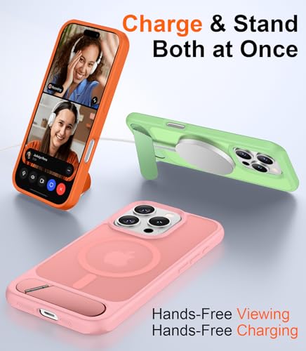 Image of Magnetic Compatible with iPhone 16 Pro Case, [Built-in Invisible Kickstand][Compatible with MagSafe][Military Grade Shockproof] Slim Translucent Matte Phone Case for iPhone 16 Pro 6.3 inch
