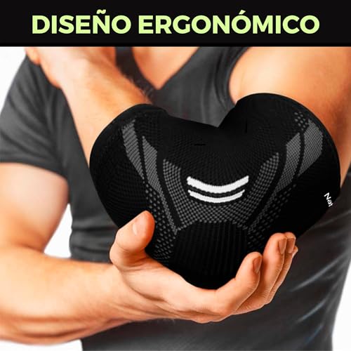 Image of NativoDex Elbow Support for Men & Women, Tennis Elbow & Golfers Elbow | Compression Elbow Brace for Tendonitis . Ideal for Gym, Weightlifting & Golf