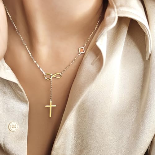 Y Cross Necklace Nano Bible Jewelry - Christian Infinity Pendant - Entire KJV New Testament Holy Scriptures on 0.2" Microchip, Religious Faith Jewelry for Women, 18" Link Chain2