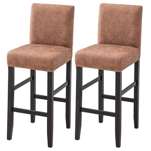 Image of FUANGUI Bar Stool Covers Set of 2, Stretch Bar Stool Seat Covers | Washable Removable Bar Chair Covers with Backs Slipcovers, Bar Chair Covers Square for Kitchen Dining Room Cafe
