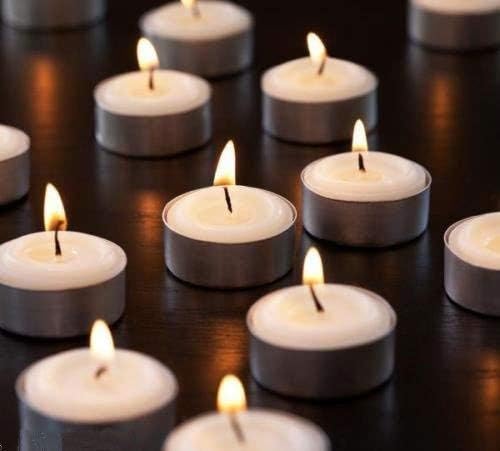 Tea Light Candles Unscented, Centerpiece, Decorative Candle - Pressed Wax Decoration Lighting (White) (Pack of 1)
