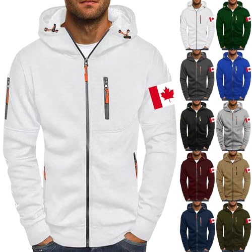 Hoodies for Men Zip up Lightweight Hoodie Canadian Flag Sweatshirt Casual Fashion Jackets Fall Tops with Zip Pockets4