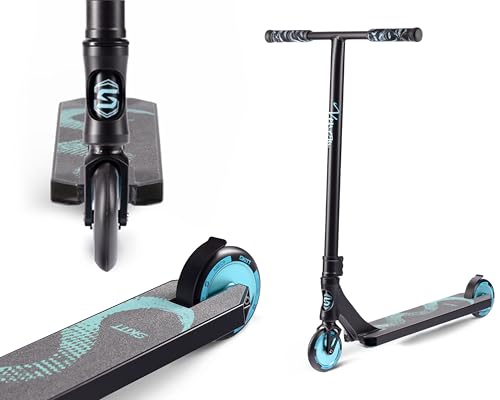 Patinete Freestyle SKITT - Venom | Rodamientos ABEC-9 de Alto Rendimiento | Construcción Ligera de Aluminio | Manillar Freestyle con rotación de 360° (Verde Azulado)