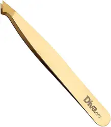 Pinça para Sobrancelhas Ponta Diagonal de Alta Precisão Profissional para Design de Sobrancelhas - Autoclavável - Dourada