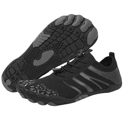 ERTUPE Hike Barefoot Shoes for Women Men Wide Toe Box Water Shoes Non Slip Breathable Lightweight Sneakers for Hiking Walking Running Swimming Beach Pool Yoga Footwear Black