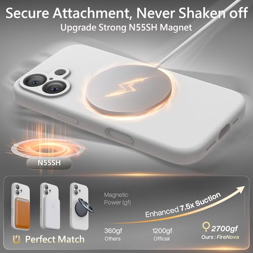 Image of FireNova Magnetic for iPhone 17 Case, Compatible with MagSafe, [Integrated Silicone Camera Control Button] [Camera Protection] Anti-Scratch Microfiber Lining Phone Case, 6.3 inch, White