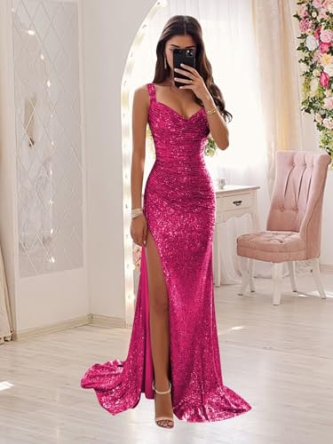 Mermaid Prom Dresses 2025 Sparkly Sequin Corset Evening Formal Ball Gown for Women2