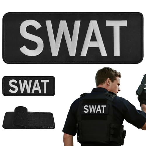 EMORBALS 2 Pack Swat Costume Accessory Set - Swat Patch for Vest Jacket 10 x 3.5&5 x 1.75(Black)
